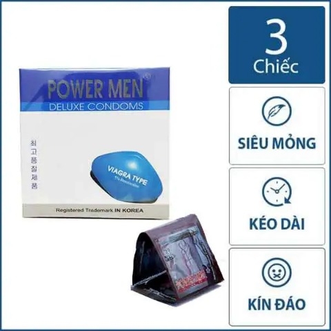 Bao cao su Powermen Viagra (Hộp 3 bao)