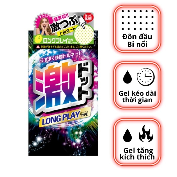 Bao cao su Geki Dot Jex Long Play - Kéo dài thời gian - Hộp 8 cái