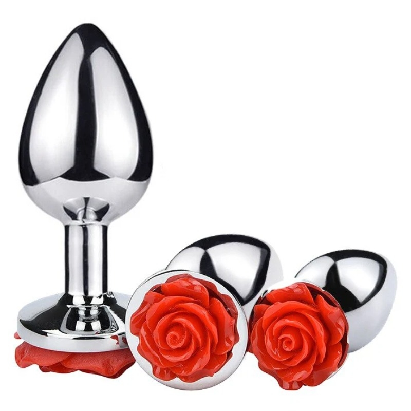 Phích cắm hậu môn hoa hồng - Size S - Stainless metal rose butt plug