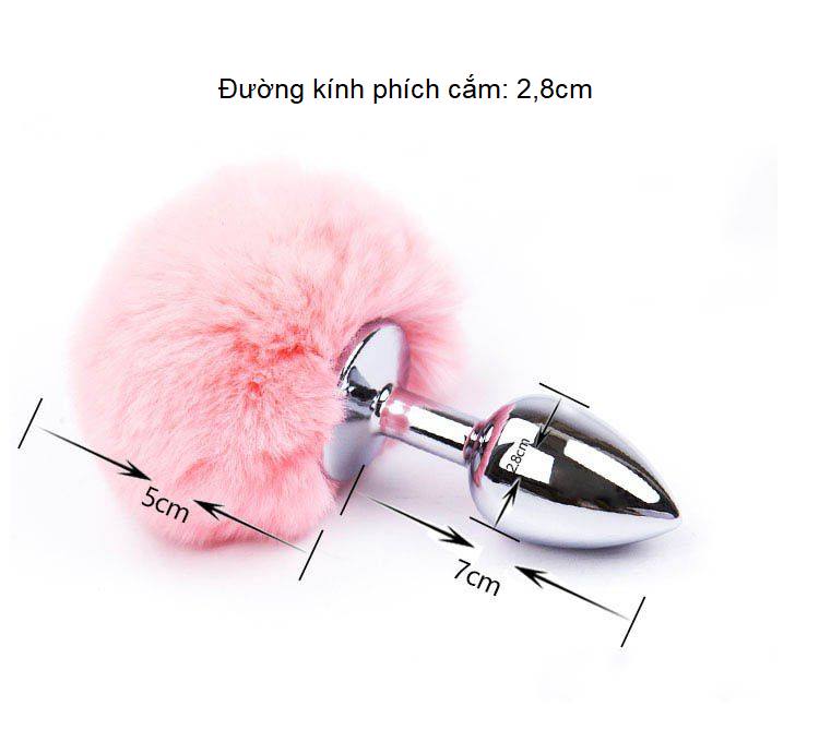 Phích cắm hậu môn đuôi thỏ (nhiều màu) - Size S - Inox rabbit tail butt plug cosplay