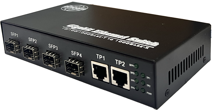 Thiết bị chuyển mạch Gigabit 4 port SFP +2x1000M RJ45 port, 20KM, SC, single mode. Model: ZC-4SFP-2GE. Hãng sx: ZINCOM