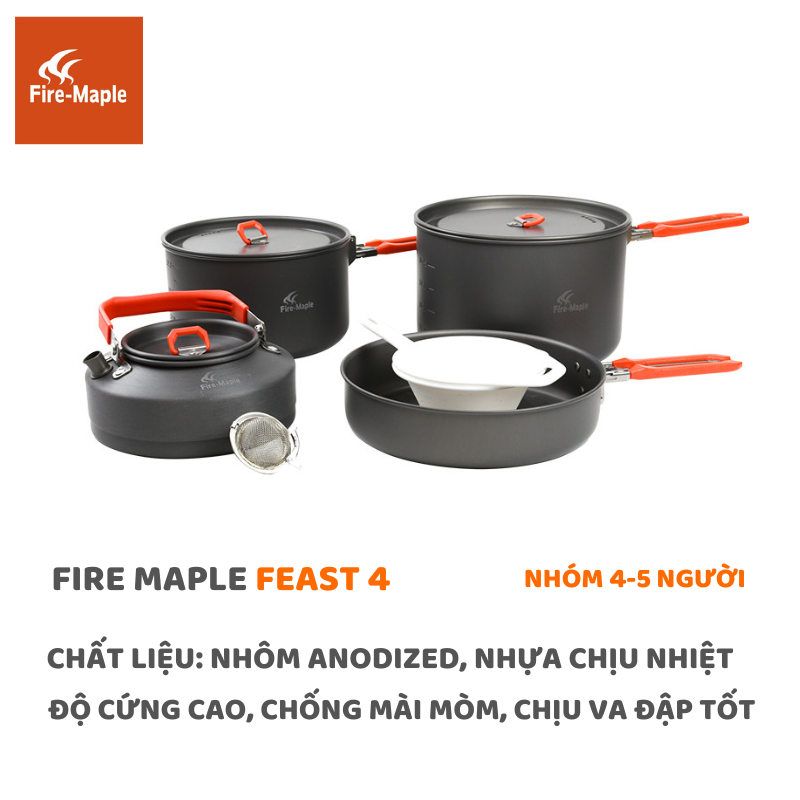 BỘ NỒI NẤU ĂN DÃ NGOẠI, CẮM TRẠI FIRE MAPLE FEAST 4