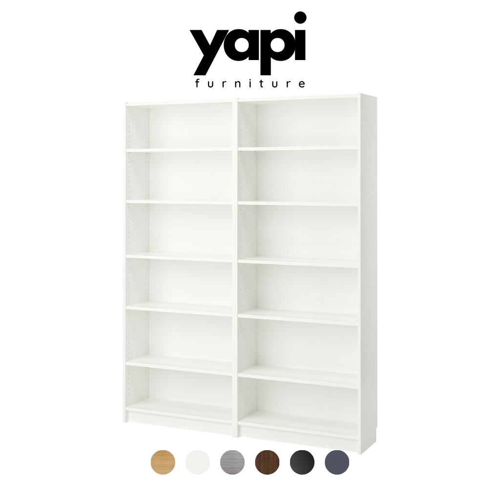 Combo 2 kệ sách 6 tầng kích thước 160x28x202cm gỗ MDF xịn dễ dàng lắp đặt tại nhà YAPI-602