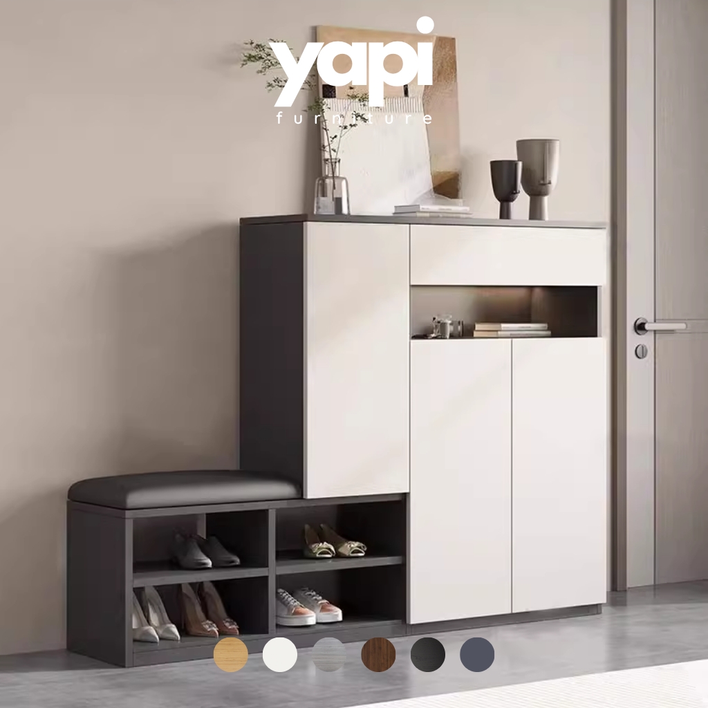 Tủ Để Giày Có Ghế Ngồi Bọc Nệm 140x35x100cm Yapi-322