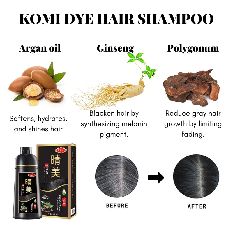 Dầu Gội Nhuộm Đen Tóc Thảo Dược Thiên Nhiên Komi Nhật Bản - 500ml (Nội Địa Nhật)