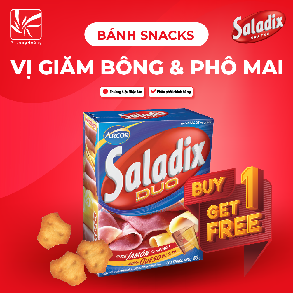 Bánh Snack Saladix Duo vị Giăm bông, phô mai, xúc xích - Mua 1 tặng 1