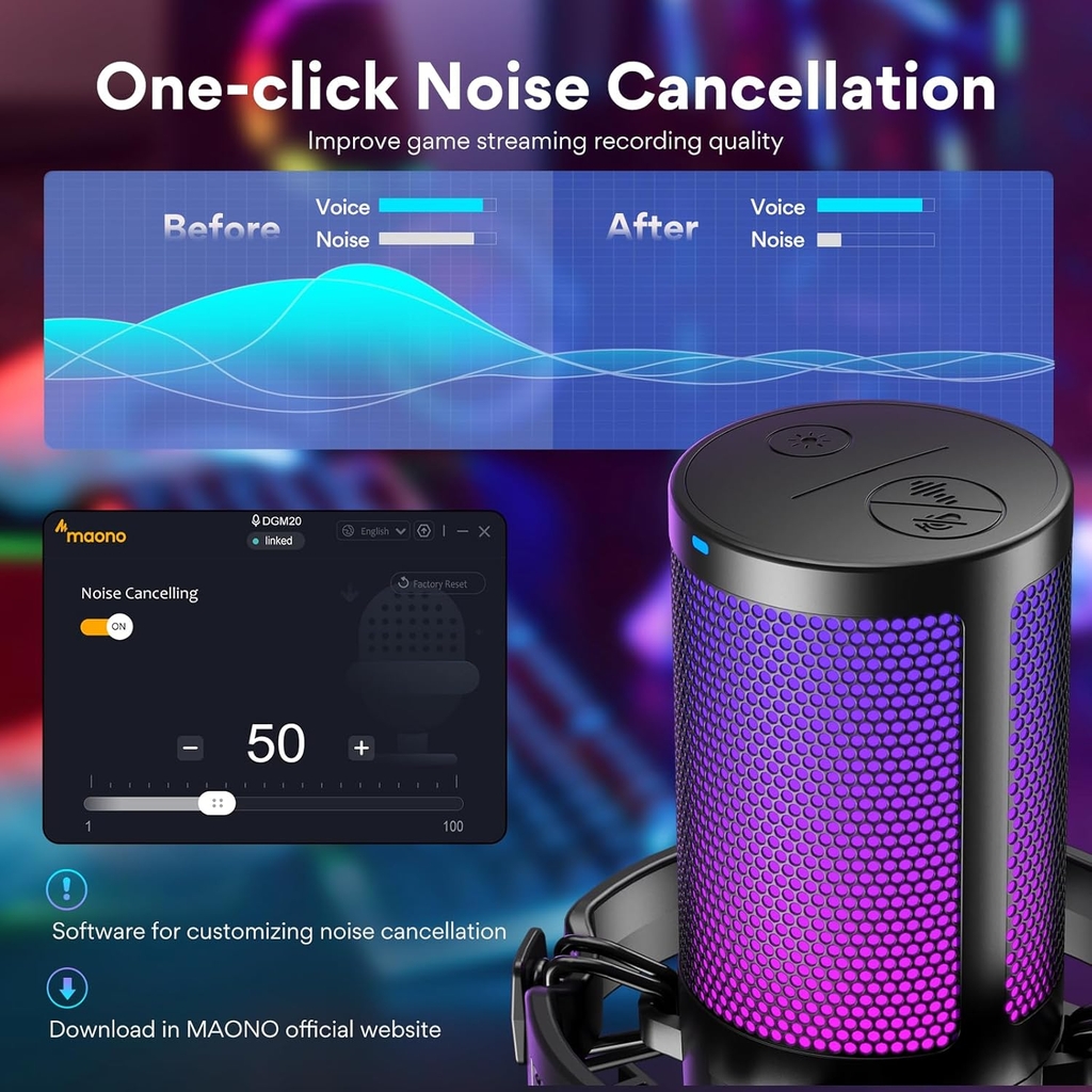 Micro thu âm có dây MAONO RGB DGM20 chuyên dụng Live, Gaming