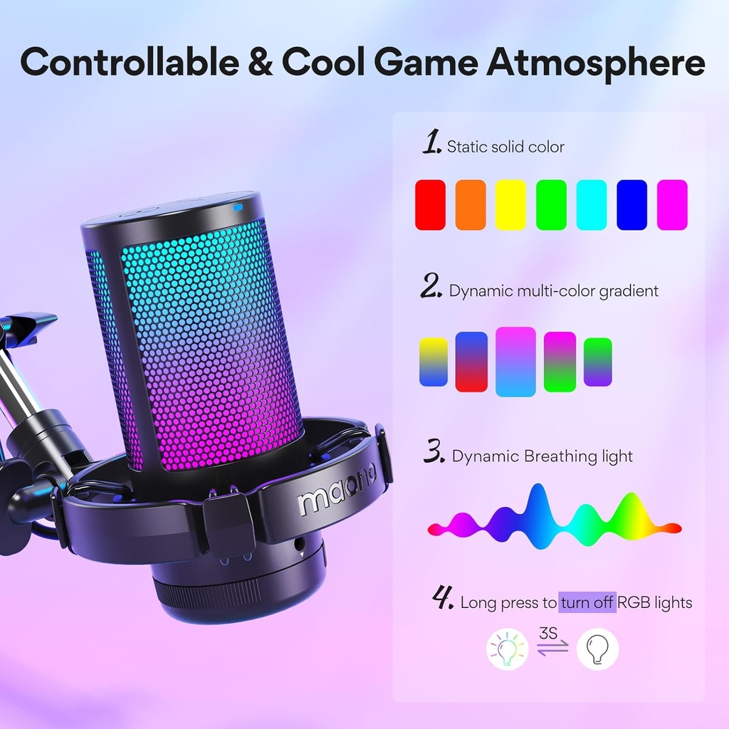Micro thu âm có dây MAONO RGB DGM20 chuyên dụng Live, Gaming
