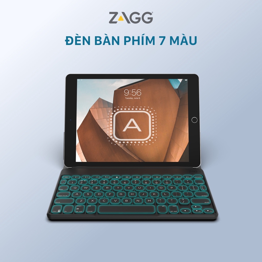 Bàn phím ZAGG 7 màu Backlit Keyboard - Fabric Stand Flex