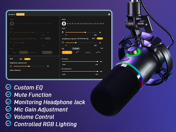 Bộ Micro thu âm có dây MAONO RGB PD200XS (Gồm Giá đỡ)