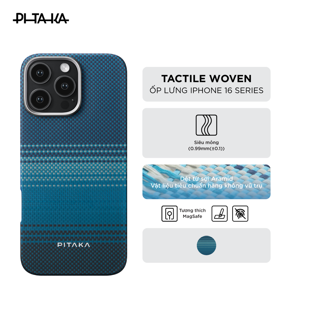 Ốp lưng iPhone 16 Pro Max - PITAKA Tactile Woven - Moonrise - KI1601MOM