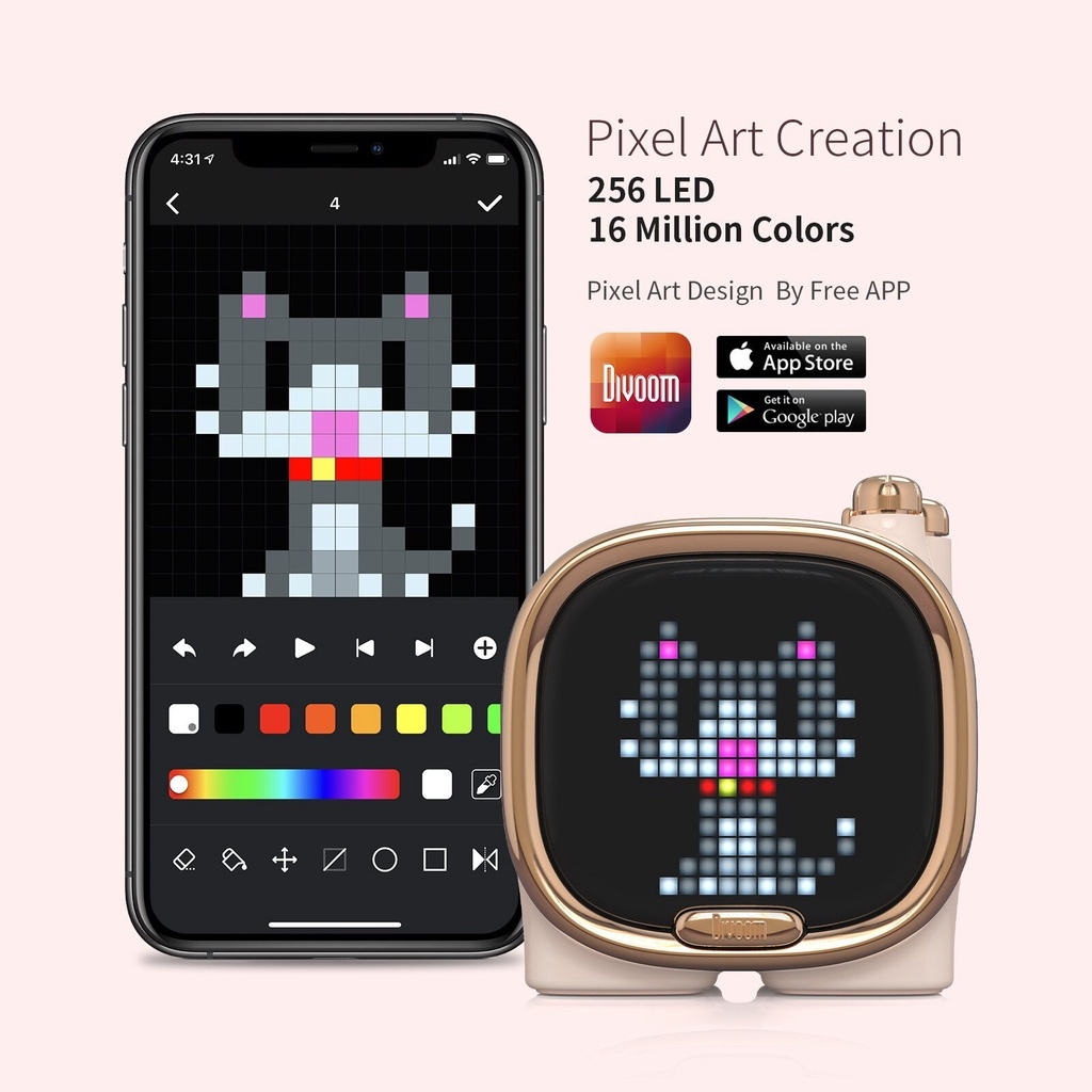 Loa Bluetooth Divoom Zooe màn hình LED 256 Full RG, thiết kế nhỏ gọn