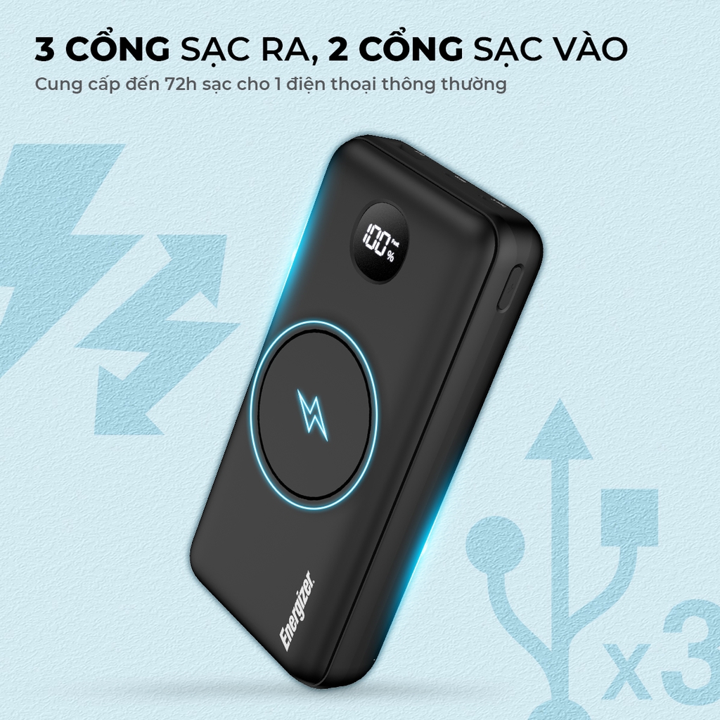 Sạc dự phòng Energizer 20,000mAh /37V Li-Polymer - QE20013PQBK