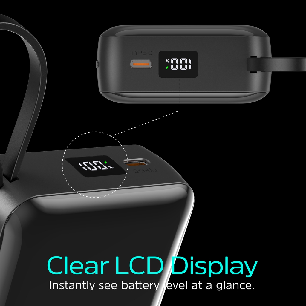 Sạc dự phòng Energizer 20,000mAh tích hợp 2 dây type C nhỏ gọn