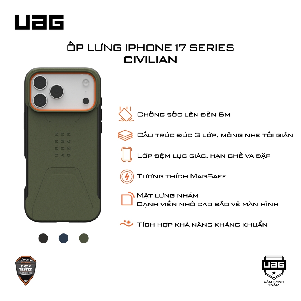Ốp lưng iPhone 17 - UAG Civilian Magsafe