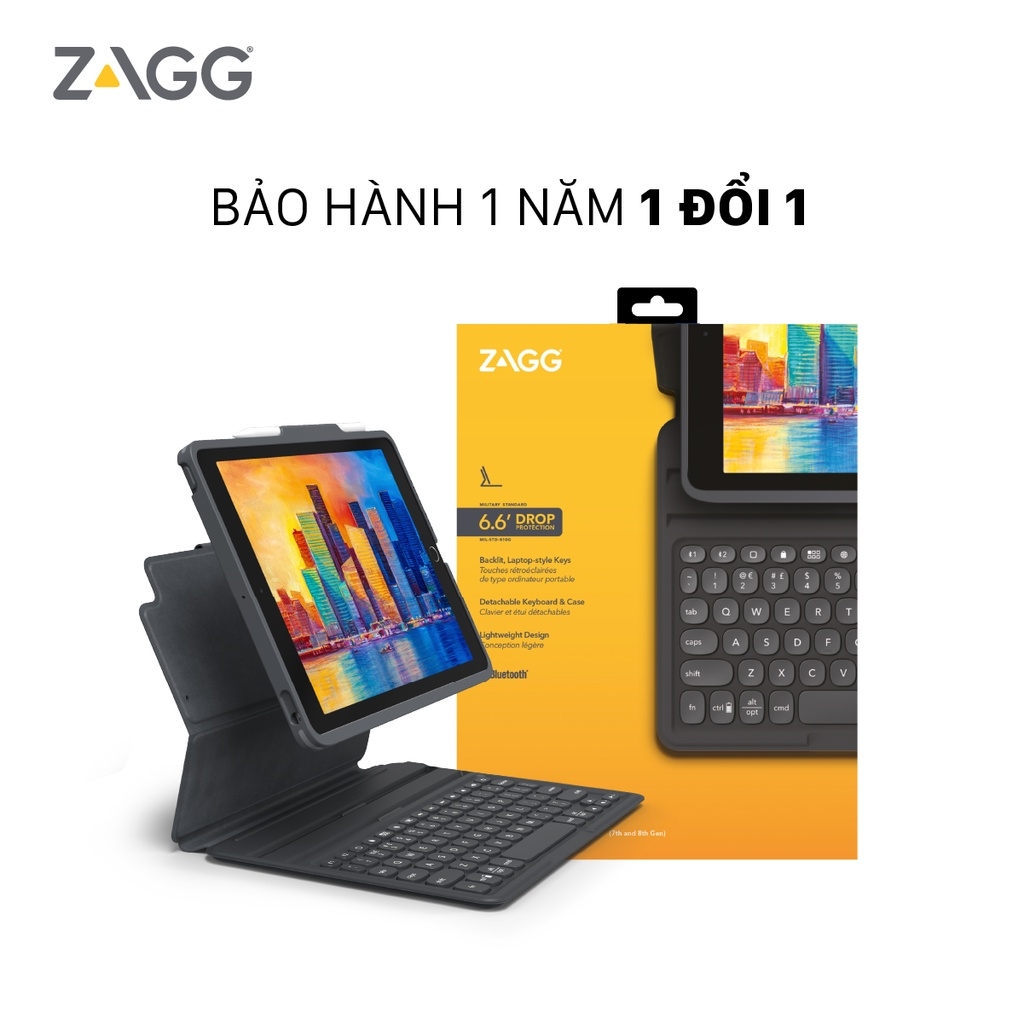 Ốp lưng kèm bàn phím iPad 10.2 inch - ZAGG Pro Keys