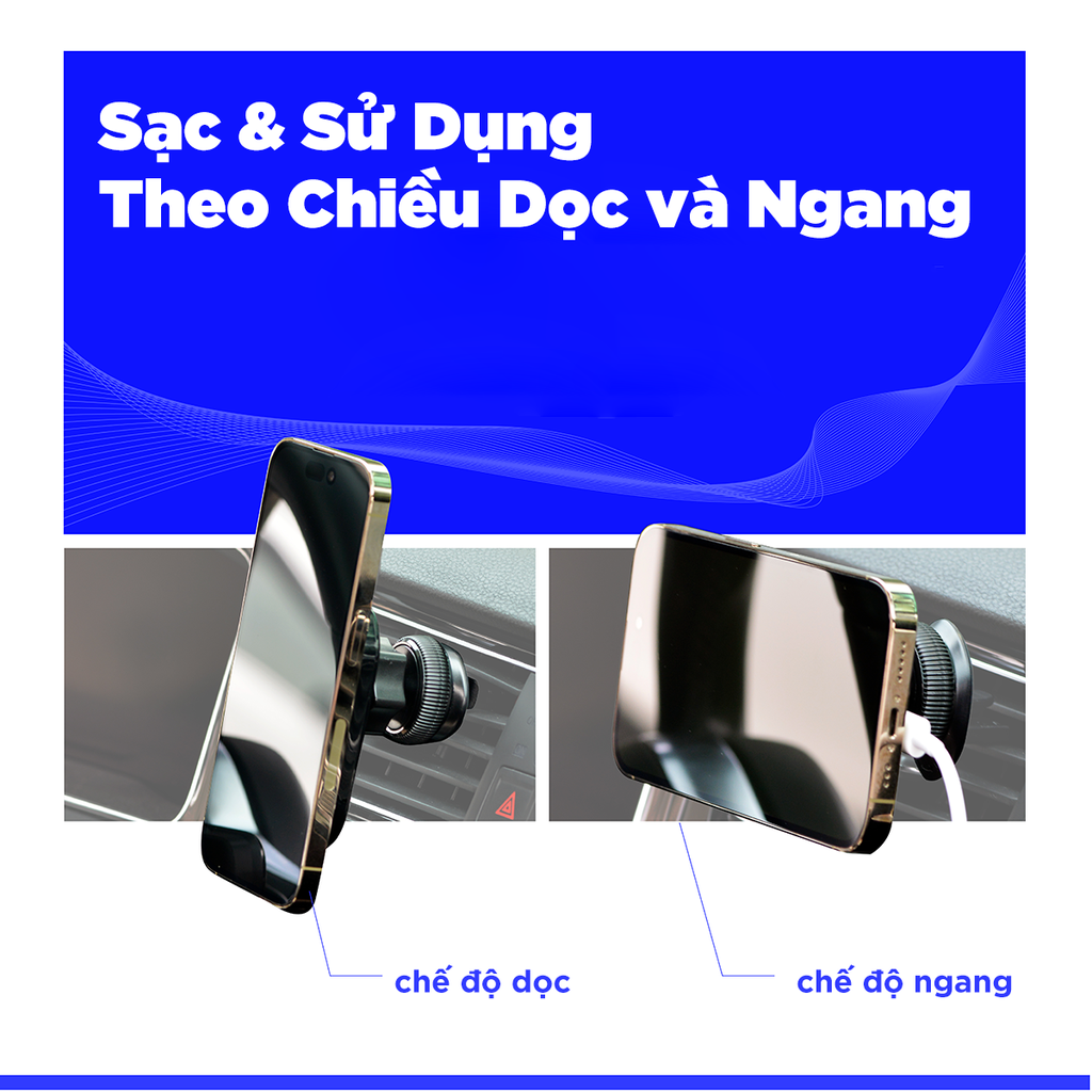 Sạc không dây Energizer 15W kiêm giá đỡ dùng trong ô tô - ECA007BK