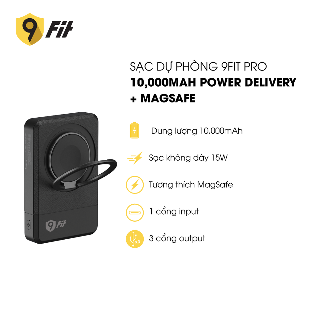 Sạc dự phòng 9FIT Pro Mag 10,000mAh /3.85V Li-Polymer - 9PP10K05B
