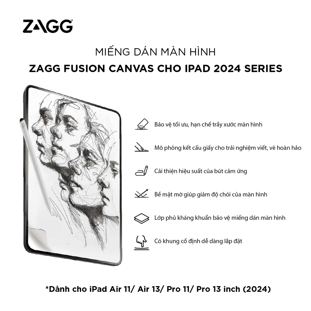 Miếng dán màn hình iPad (2024) - ZAGG Fusion Canvas