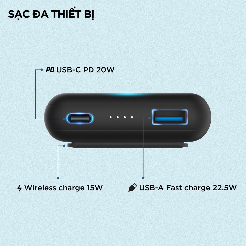 Sạc dự phòng không dây từ tính Energizer 10,000mAh /385V Li-Polymer - QM10002PQBK