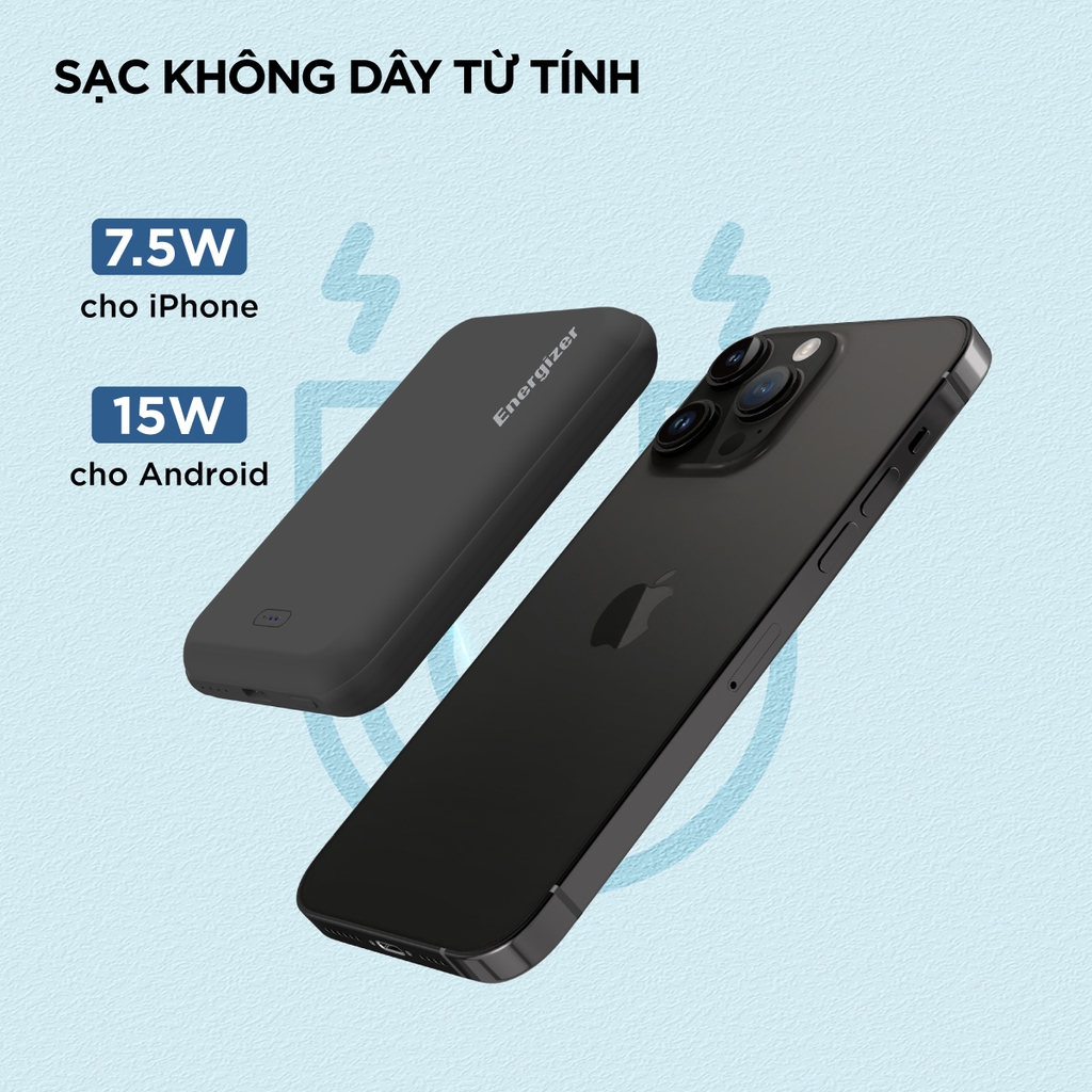 Sạc dự phòng không dây từ tính Energizer 10,000mAh /385V Li-Polymer - QM10002PQBK