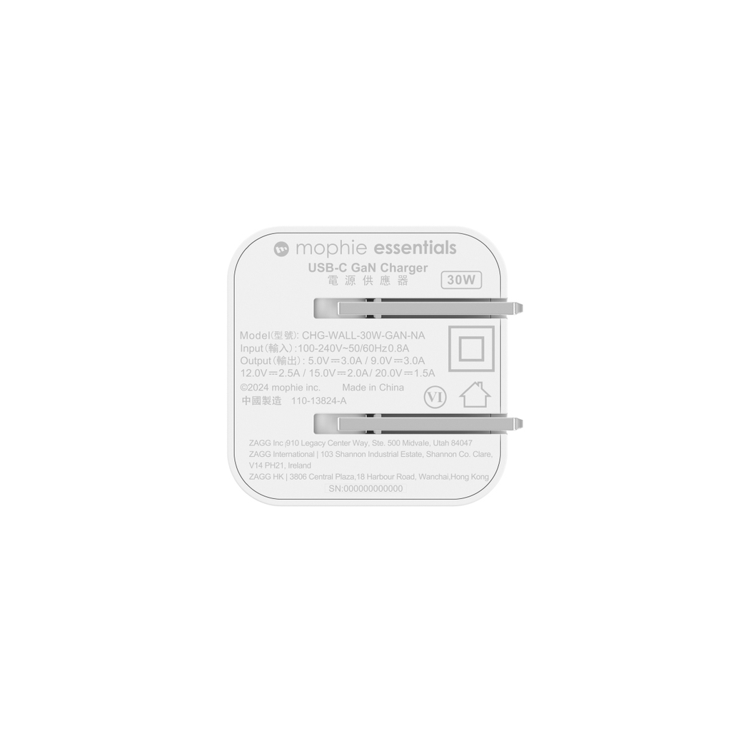 Sạc mophie Essentials PD 30W USB-C GaN White - 409915634