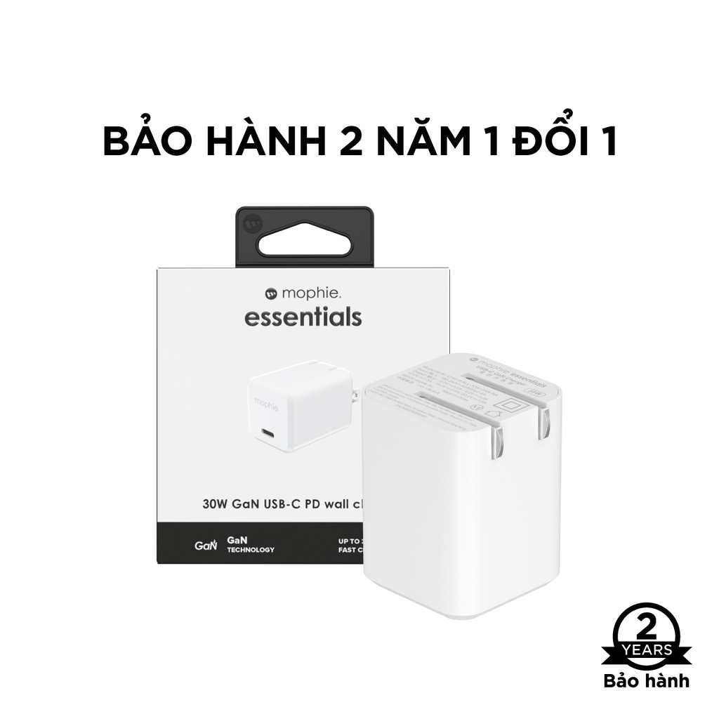 Sạc mophie Essentials PD 30W USB-C GaN White - 409915634