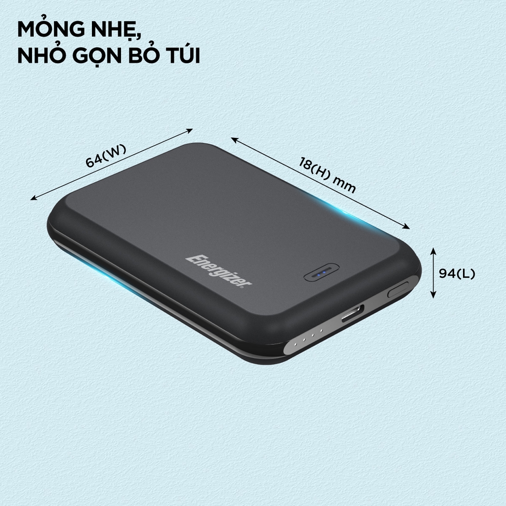 Sạc dự phòng không dây từ tính Energizer 5,000mAh /37V Li-Polymer - QM5000BK
