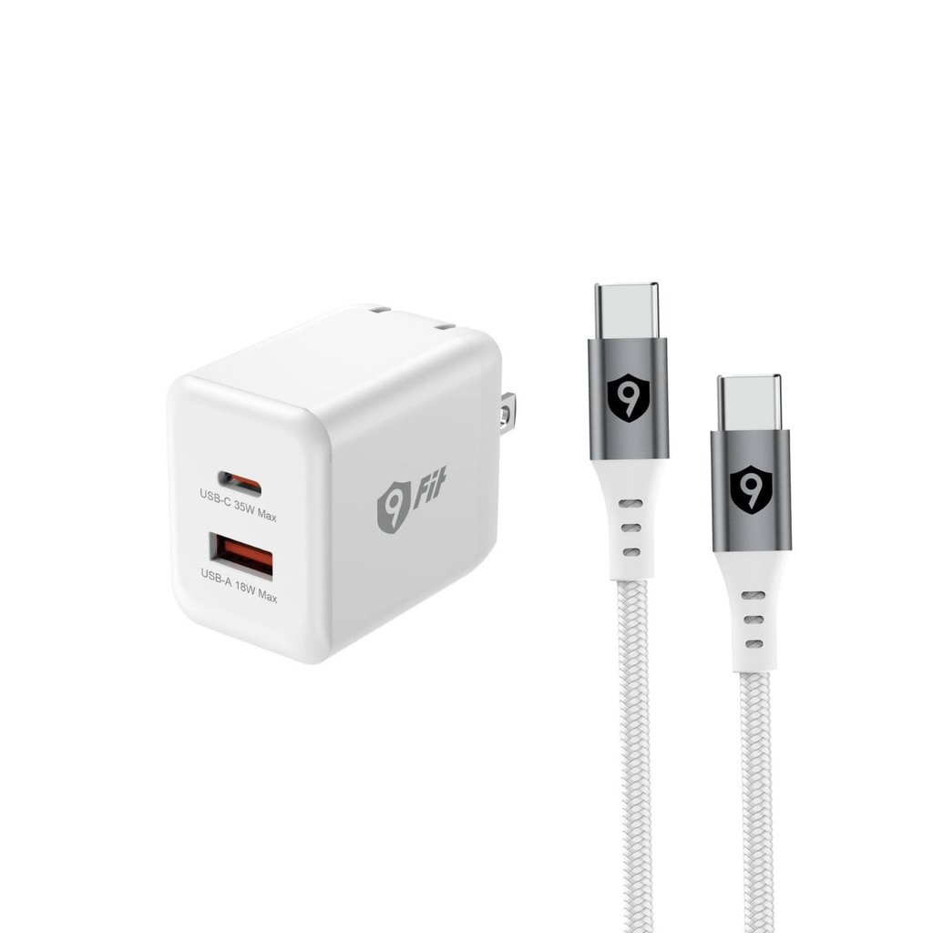 Sạc nhanh 9Fit Power Delivery 35W 1A1C GaN Tặng Cáp USB-C to USB-C
