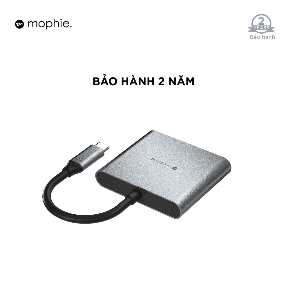 Hub chuyển đổi USB-C mophie 3in1 - Gray - 409912327