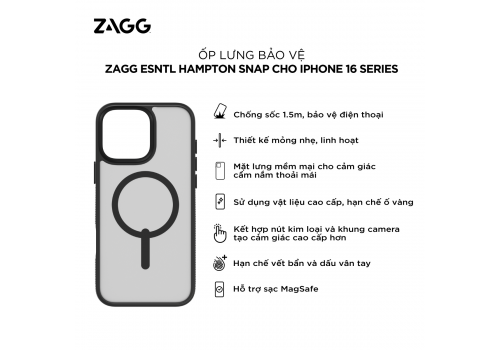 Ốp lưng iPhone 16 - ZAGG ESNTL Hampton Snap