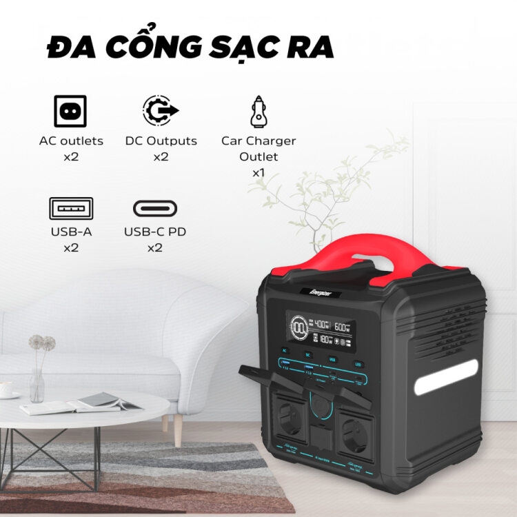 Trạm sạc dự phòng di động Energizer 550Wh|700W LMFP - PPS550W1F