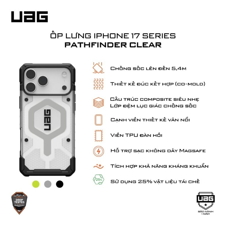 Ốp lưng iPhone 17 - UAG Pathfinder Clear Magsafe