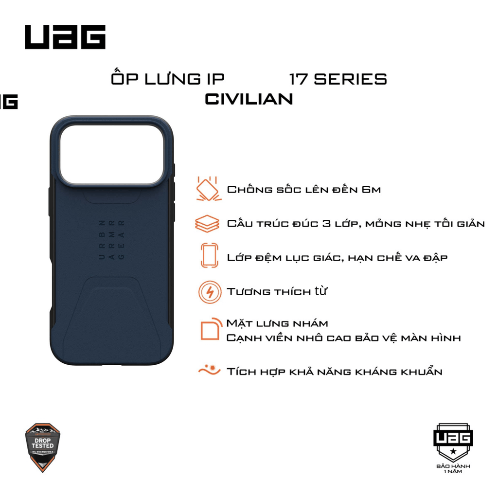 Ốp lưng iPhone 17 - UAG Civilian Magsafe