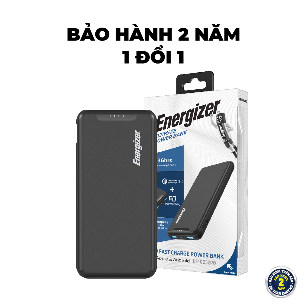 Sạc dự phòng Energizer 10,000mAh /37V Li-Polymer - UE10052PQBK