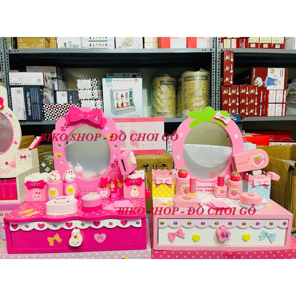 Đồ chơi gỗ bàn trang điểm Mother Garden Thỏ hồng