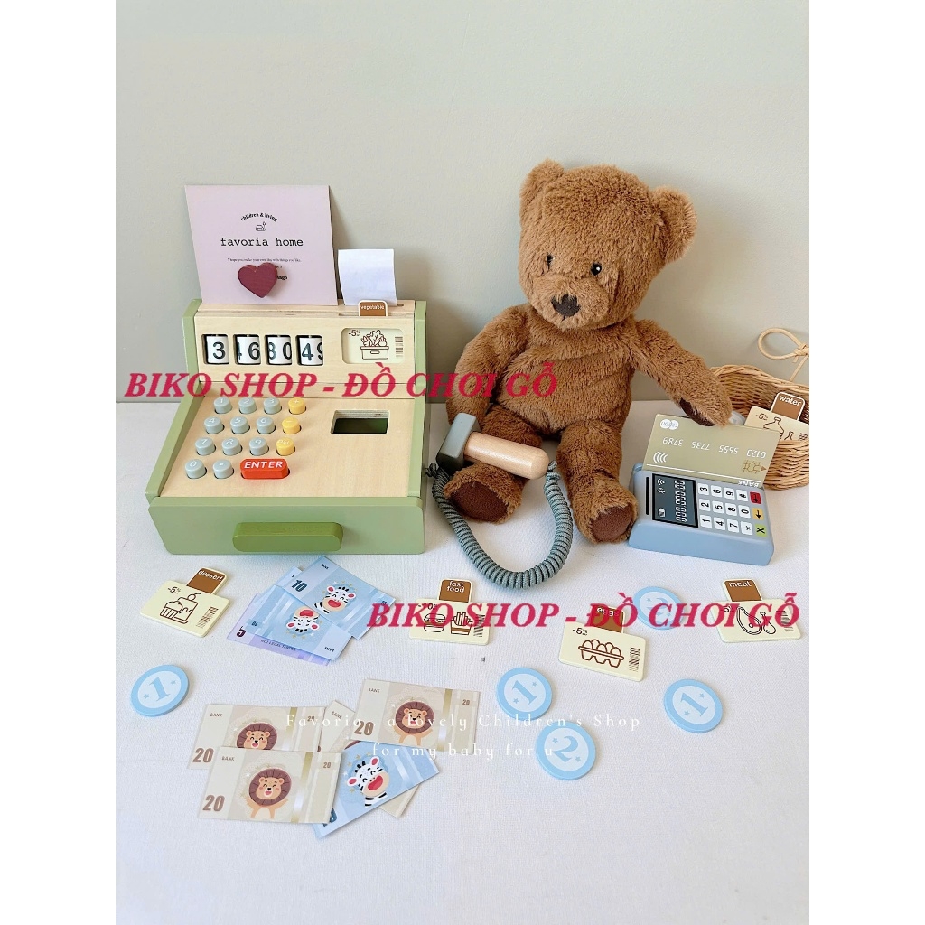 Đồ chơi máy tính tiền xanh UMU bằng gỗ cho bé - 𝐁𝐈𝐊𝐎 𝐒𝐇𝐎𝐏