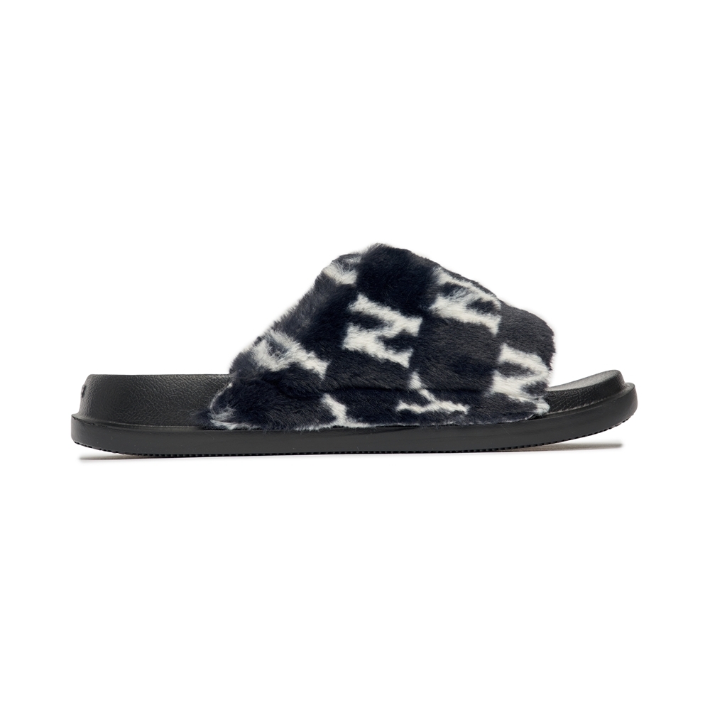 Dép MLB Chunky Mound Fur Winter New York Yankees Black