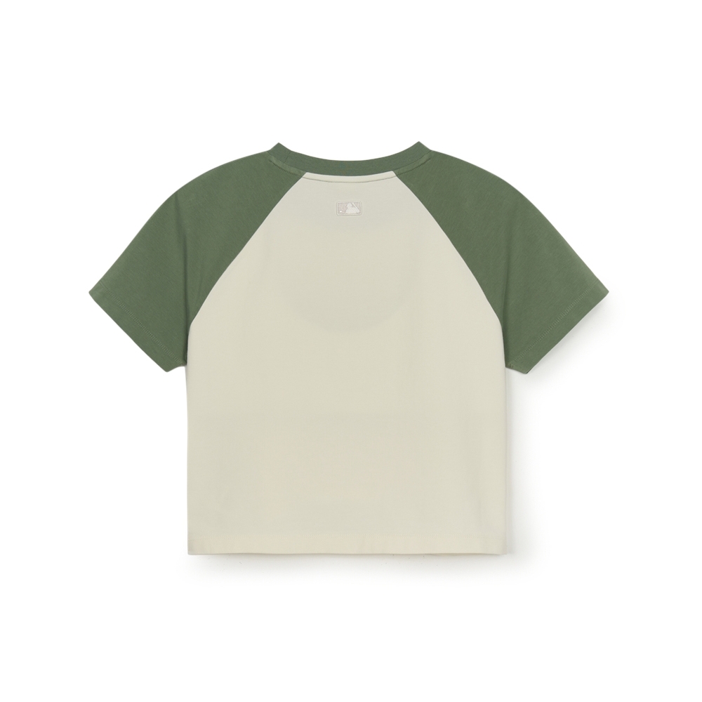 Áo Croptop MLB Women's Varsity Vintage Washing Raglan Crop Short Sleeve T-Shirt LA Dodgers Cream