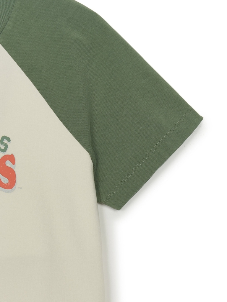 Áo Croptop MLB Women's Varsity Vintage Washing Raglan Crop Short Sleeve T-Shirt LA Dodgers Cream