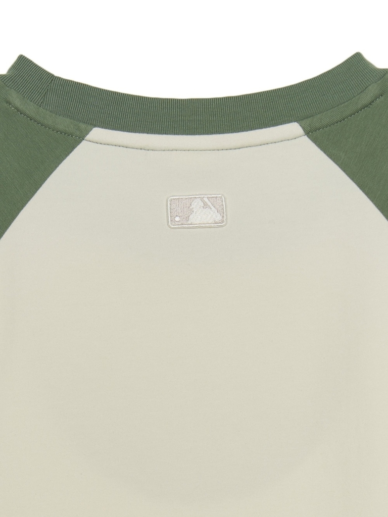 Áo Croptop MLB Women's Varsity Vintage Washing Raglan Crop Short Sleeve T-Shirt LA Dodgers Cream