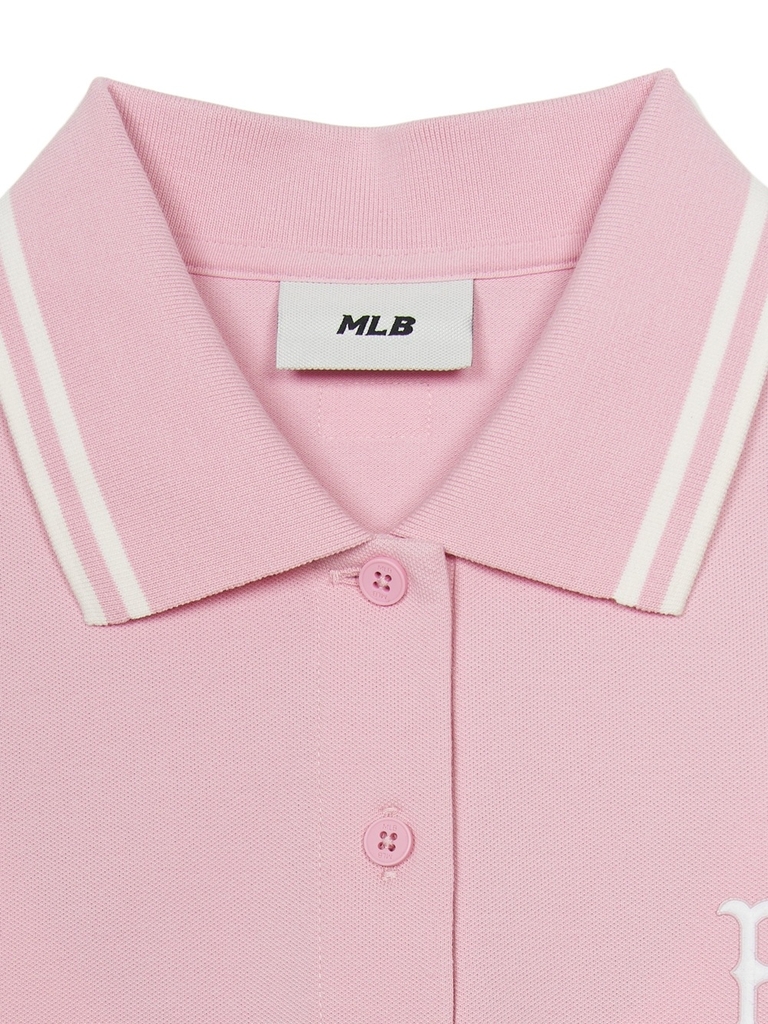 Áo Croptop MLB Women's Basic Crop Collar T-Shirt Boston Red Sox Pink