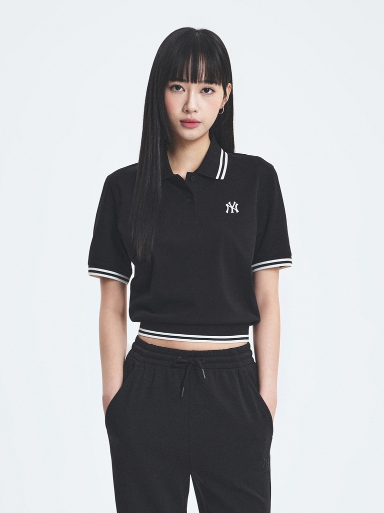 Áo Croptop MLB Women's Basic Crop Collar T-Shirt New York Yankees Black