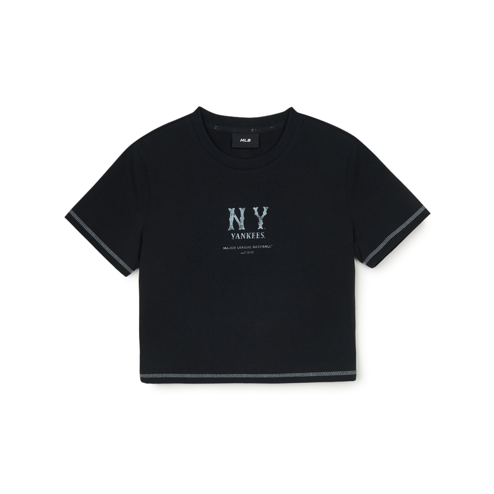 Áo Croptop MLB Women's Basic Coopers Logo Slim Crop Functional Short Sleeve T-Shirt New York Yankees Black
