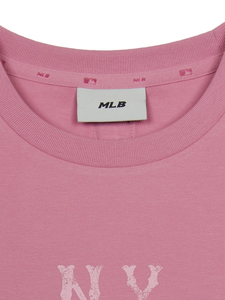 Áo Croptop MLB Women's Basic Coopers Logo Slim Crop Functional Short Sleeve T-Shirt New York Yankees Pink