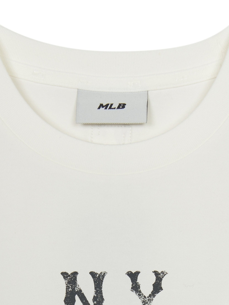 Áo Croptop MLB Women's Basic Coopers Logo Slim Crop Functional Short Sleeve T-Shirt New York Yankees Ivory