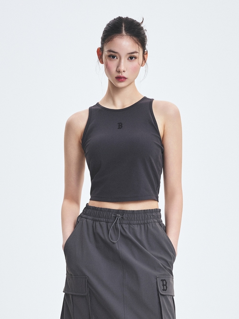 Áo Croptop MLB Women's Basic Small Logo Golji Crop Top Boston Red Sox Grey