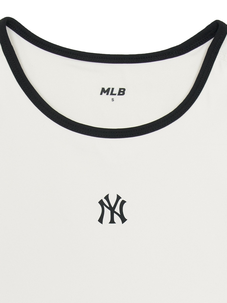Áo Croptop MLB Women's Basic Small Logo Crop Top New York Yankees Ivory