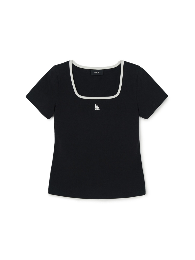 Áo Croptop MLB Women's Basic Square Neck Slim Fit Short Sleeve T-shirt LA Dodgers Black