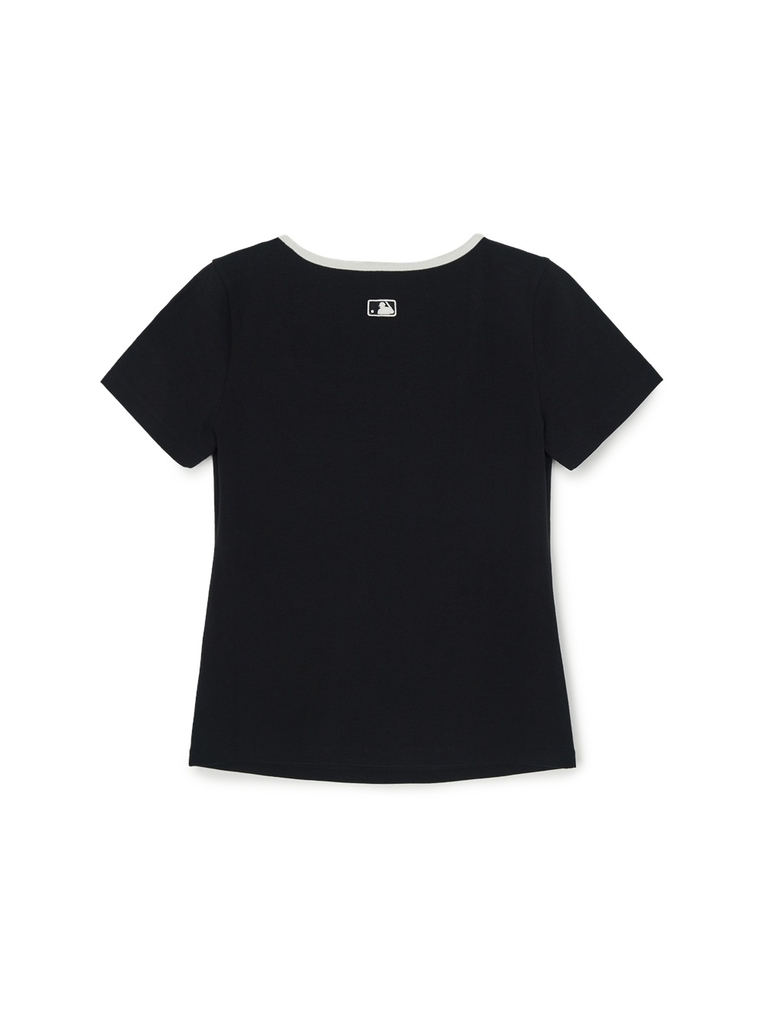 Áo Croptop MLB Women's Basic Square Neck Slim Fit Short Sleeve T-shirt LA Dodgers Black